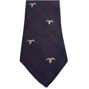 Vintage American Eagle 3” Men’s Tie Wool‎ Silk Preppy Retro Blue Eagle Pattern